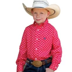 Cinch Boys Red Printed Button Down