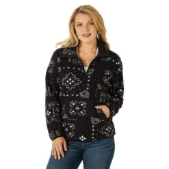 Wrangler Women's Retro Southwestern Print Sherpa Pullover