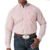 Wrangler Men's George Strait Red And White Plaid Long Sleeve Button Down 1 Wrangler Men's George Strait Red And White Plaid Long Sleeve Button Down -Cinc Clothing Shop 158435 default l