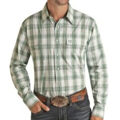 Panhandle Men's Select Yarndye Plaid Long Sleeve Button Down