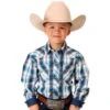Roper Boy's Blue & Red Plaid Western Snap Long Sleeve Shirt -Cinc Clothing Shop 158672 default l