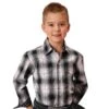Roper Boy's Black Plaid Long Sleeve Snap Shirt -Cinc Clothing Shop 158682 default l