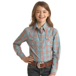 Panhandle Girls Long Sleeve Plaid Snap Shirt