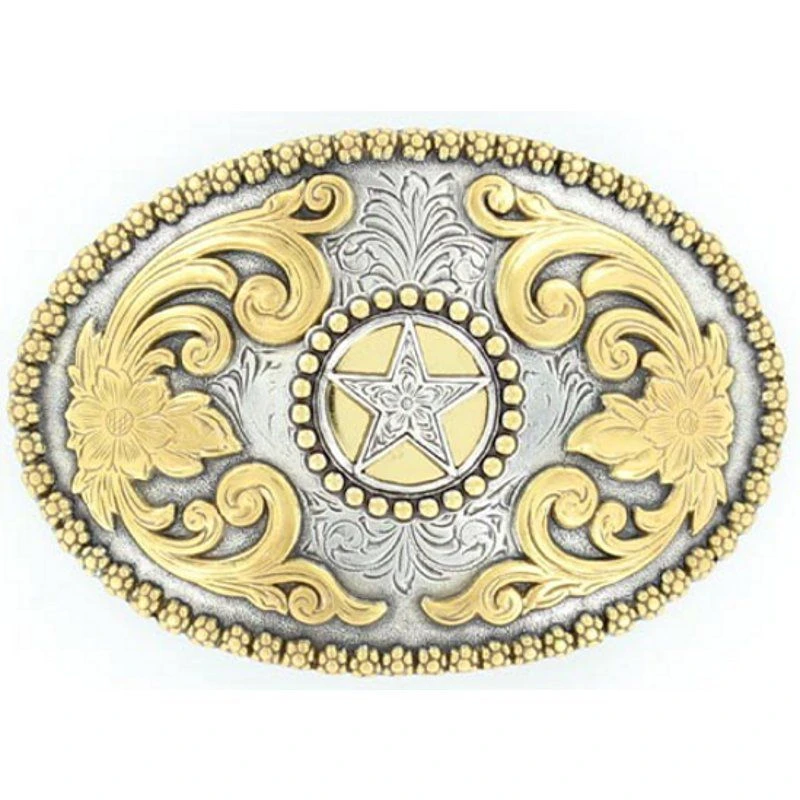 M&F Silver And Gold Star Large Oval Buckle 3 M&F Silver And Gold Star Large Oval Buckle