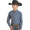 Panhandle Boy's Blue Checker Print Button Down -Cinc Clothing Shop 158760 default l