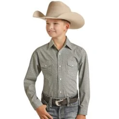 Panhandle Boy's Brushed Cotton Print Snap Shirt