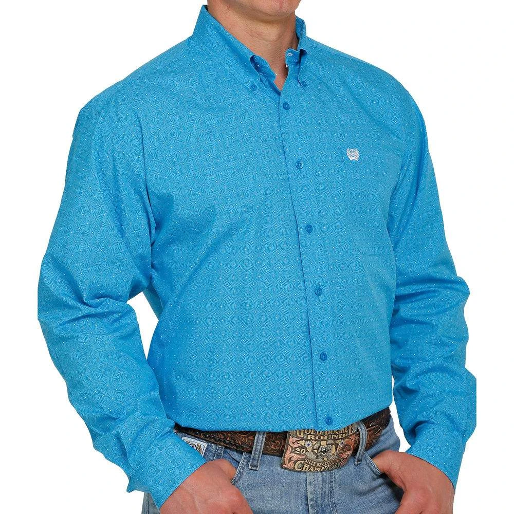 Cinch Men's Blue And White Printed Button-Down 3 Cinch Men's Blue And White Printed Button-Down