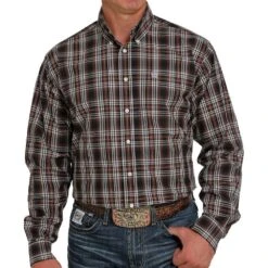 Cinch Men's Brown Plaid Button-Down