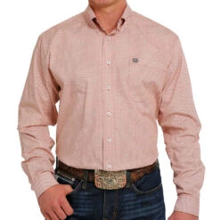 Cinch Men's Orange Print Button-Down