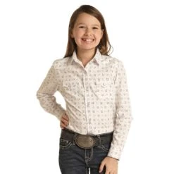 Rock & Roll Denim Girls Horseshoe Long Sleeve Snap