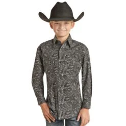 Rock & Roll Denim Boys Long Sleeve Paisley Snap