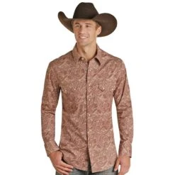Rock N Roll Cowboy Paisley Print Western Shirt