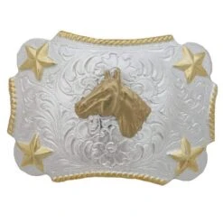 Kid's M&F Silver And Gold Horse Head Buckle