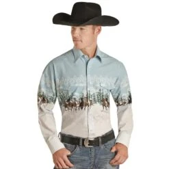 Rock N Roll Cowboy Men's Panhandle Wild Horse Snap Shirt