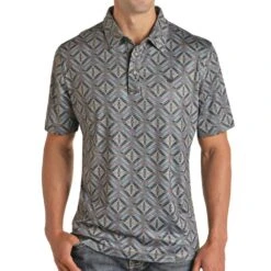 Panhandle Men's Blue Aztec Snap Knit Polo