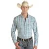 Panhandle Men's Turquoise Checker Print Button Down -Cinc Clothing Shop 159519 default l
