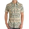 Rock N Roll Cowboy Aqua Aztec Snap Shirt -Cinc Clothing Shop 159527 default l
