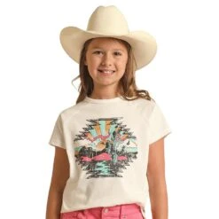 Rock & Roll Denim White Aztec Scenery Raglan Tee