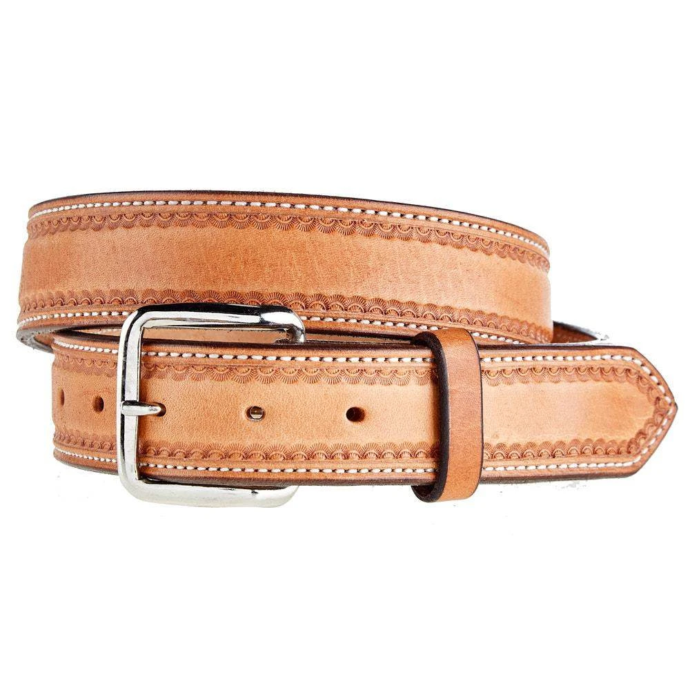 Texas Saddlery Saddle Tan Stamped Border Belt 3 Texas Saddlery Saddle Tan Stamped Border Belt