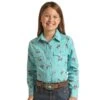 Panhandle Girl's Aqua Print Snap Shirt -Cinc Clothing Shop 159602 default l