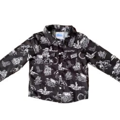 Shea Baby Boys Black Cowboy Print Pearl Snap Shirt
