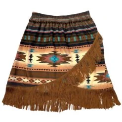 Shea Baby Girl's Brown Aztec Fringe Skirt