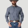 Wrangler Men's George Strait Blue Plaid Long Sleeve Button Down -Cinc Clothing Shop 160522 default l