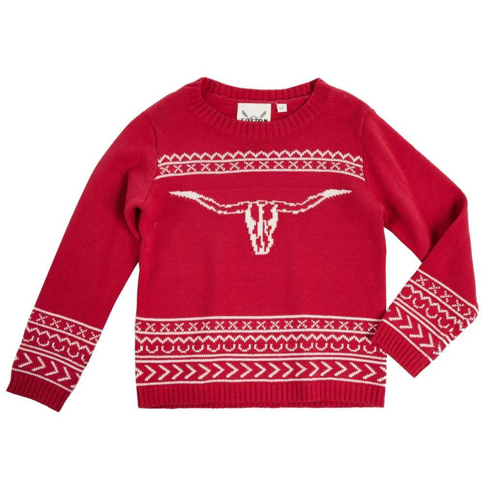 Cotton And Rye Outfitters Girl's Longhorn Pink Sweater 3 Cotton And Rye Outfitters Girl's Longhorn Pink Sweater
