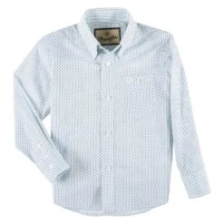 Wrangler Boys White Blue Printed Long Sleeve Buttondown