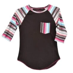 Cowgirl Hardware Girls Serape Sleeve Raglan Dark Chocolate Body