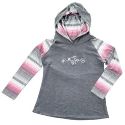 Cowgirl Hardware Girls Pink And Grey Long Sleeve Hoody