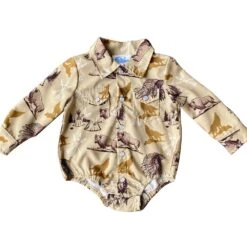 Shea Baby Boy's Indian Green Print Pearl Snap Onesie