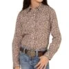 Roper Apparel Girls Long Sleeve Brown Floral Print Western Shirt 2 Roper Apparel Girls Long Sleeve Brown Floral Print Western Shirt -Cinc Clothing Shop 161164 default l
