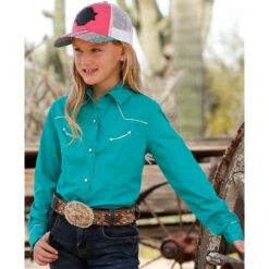 Cruel Girl Girl Teal Western Shirt