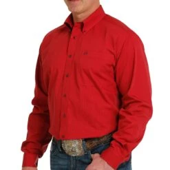 Cinch Men's Solid Red Button-Down Shirt