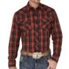 Wrangler Men's Plaid Print Western Snap Shirt -Cinc Clothing Shop 161629 default l