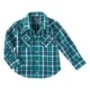 Wrangler Boy's Teal And Royal Blue Plaid Western Shirt -Cinc Clothing Shop 161647 default l