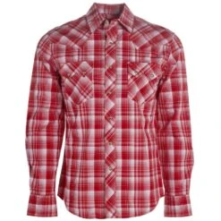 Wrangler Men's Red Plaid Western Snap Shirt
