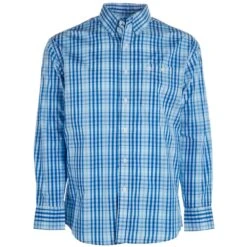 Wrangler Men's Classic Blue Plaid Button Down