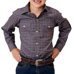 Roper Boy's Amarillo Geometric Print Western Snap Shirt
