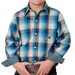 Roper Boy's Sunset Plaid Western Snap Shirt