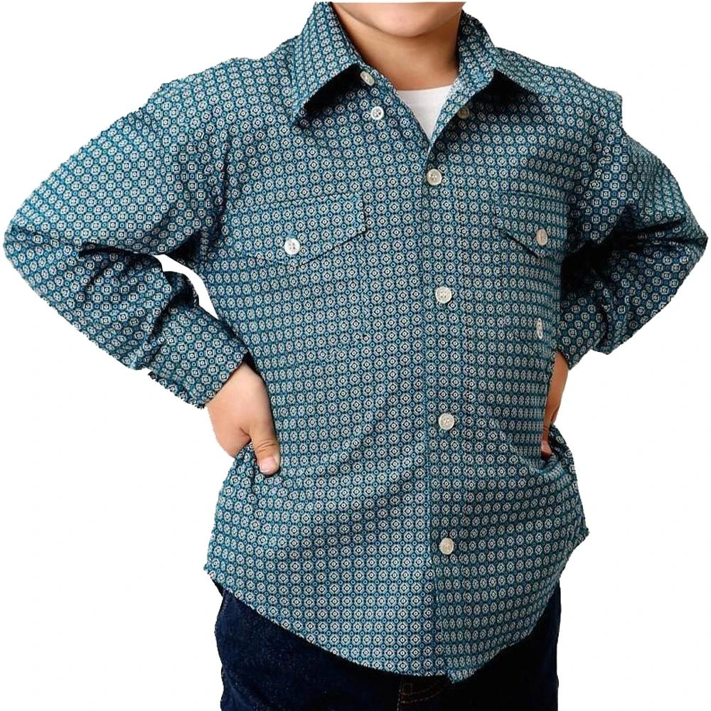 Roper Boy's Blue Print Button Down Shirt 3 Roper Boy's Blue Print Button Down Shirt