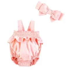 Mud Pie Pink Baby Romper Set
