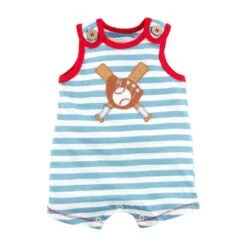 Mud Pie Striped Baseball Baby Romper