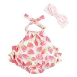 Mud Pie Strawberry Baby Romper Set