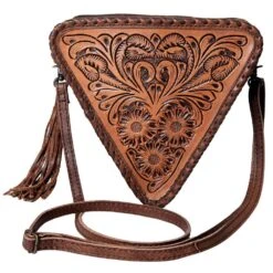 American Darling Floral Tooled Triangle Purse