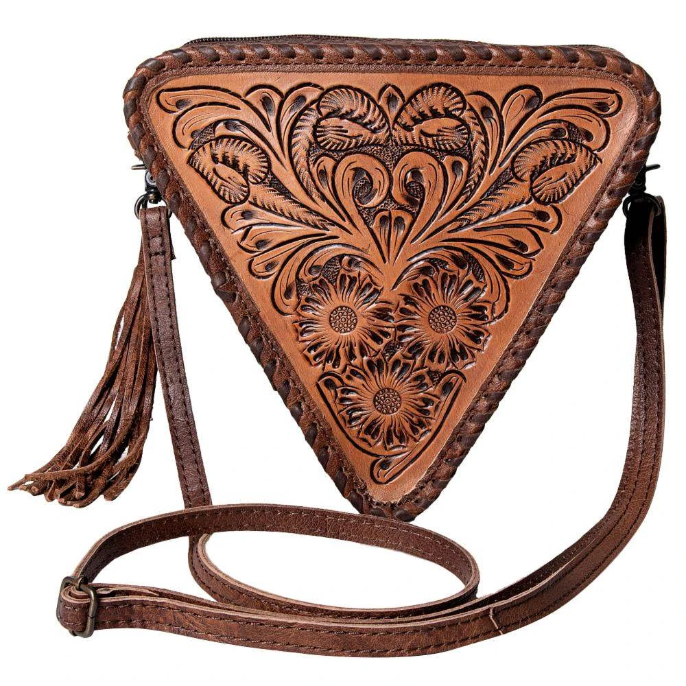 American Darling Floral Tooled Triangle Purse 3 American Darling Floral Tooled Triangle Purse
