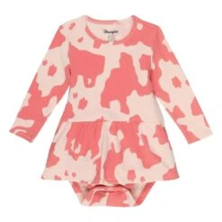 Wrangler Toddler Girl's Peach Cow Print Onesie