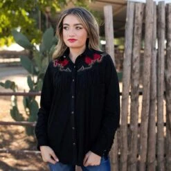 Rodeo Quincy Womens Buckaroo Black Shirt