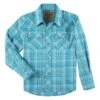 Wrangler Boy's Retro Teal Plaid Shirt -Cinc Clothing Shop 162514 default l
